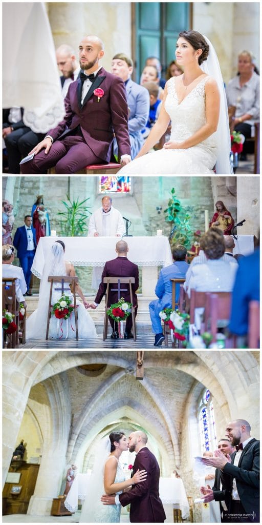 Reportage photo mariage à la Grange des Mollières dans les Yvelines-Photographe mariage Ile-de-France-paris-Oise-Le Comptoir Photo-complicité-embrassade à l'église