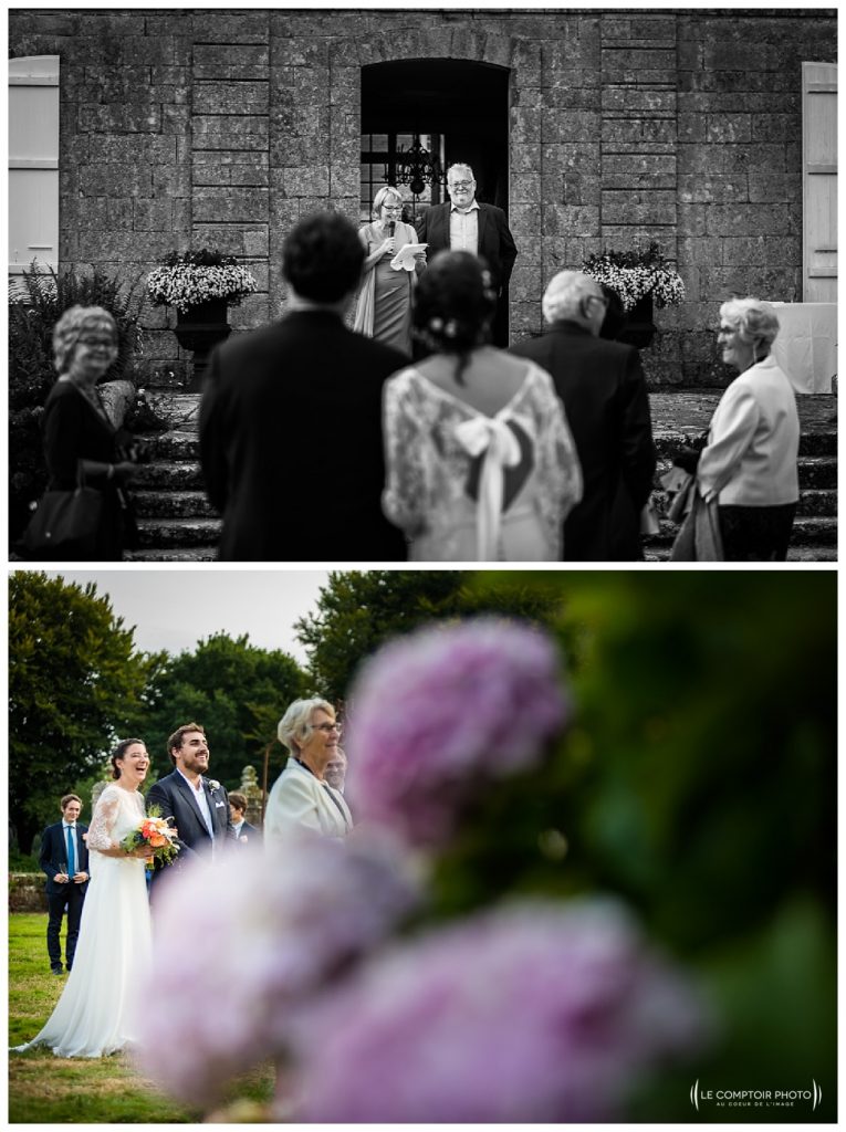 reportage mariage-chateau guilguiffin-bretagne-wedding in brittany-finistere-photographe saint brieuc côtes d'armor-le comptoir photo-discours-parent-rire-marié